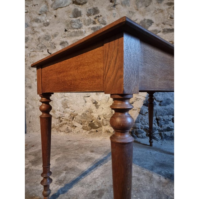 Wood French Oak Writing Desk with Two Drawers, 1920s For Sale - Image 7 of 18