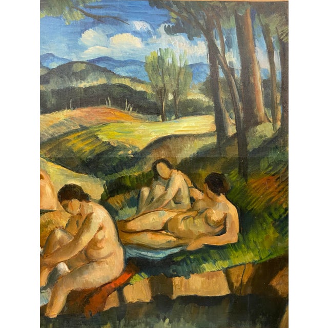 Green The Bathers Painting in the Manner of Paul Cezanne For Sale - Image 8 of 11