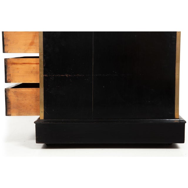 Antique Campaign Ebonized Pedestal Desk, 19th Century For Sale - Image 18 of 18