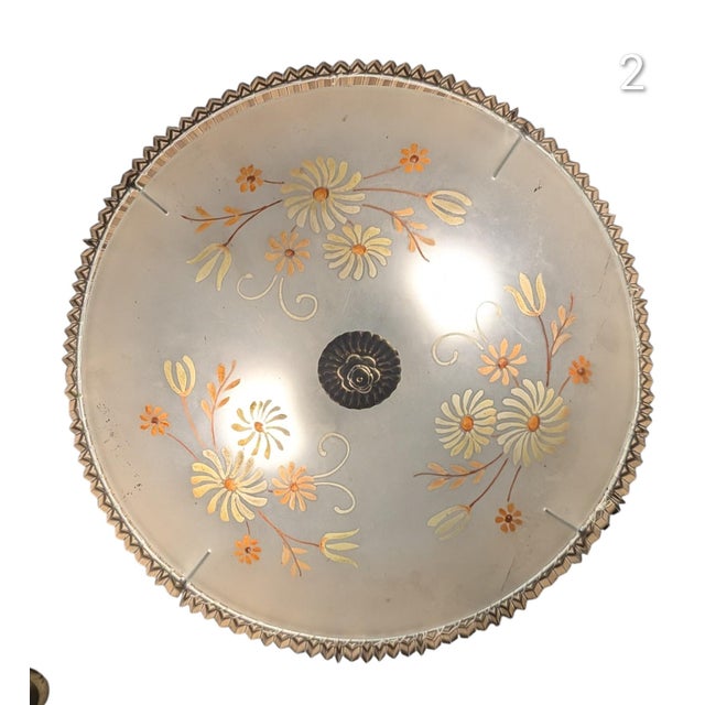 Pendant Lights attributed to Paavo Tynell with Hand-Painted Glass Diffusers attributed to Kyllikki Salmenhaara for Taito Oy, Finland, 1940s, Set of 2 For Sale - Image 18 of 18