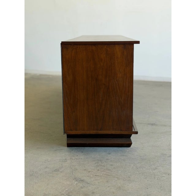 1960s Brutalist Walnut Credenza With Carved Diamond Design For Sale - Image 14 of 18