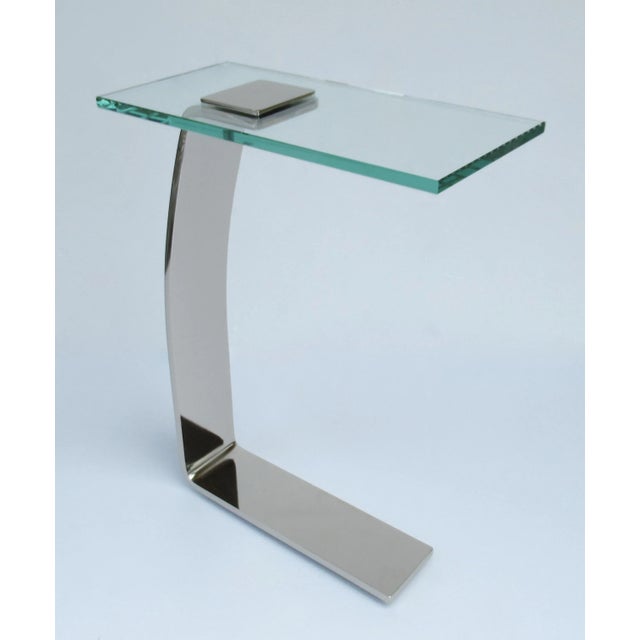 Vintage C.1970's-80's Deign Institute of America (D.I.A.), polished nickel-plated over steel & glass, cantilevered,...