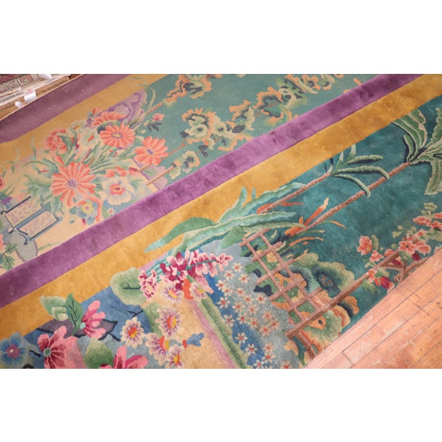 Textile Antique Chinese Art Deco Carpet - 9' x 11'9" For Sale - Image 7 of 12