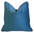 Aquamarine Teal Velvet Reversible Feather/Down Pillow 22" Square For Sale - Image 4 of 5