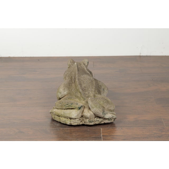 Late 20th Century American Giant Stone Frog with Patina, Originally Used as a Fountain For Sale - Image 10 of 11