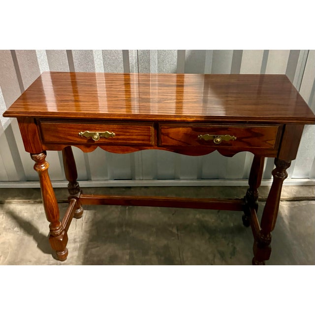 Mid 20th Century Traditional Oak Console Table For Sale - Image 12 of 12