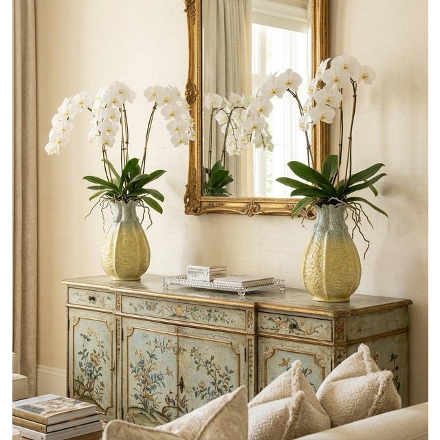 Yellow Pair of Vintage Italian Ceramic Pineapple Vases For Sale - Image 8 of 9