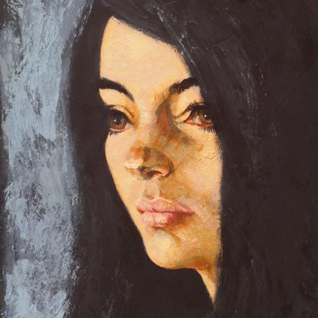 1960s 'Portrait of a Young Woman' by Martin Zipin, Philadelphia Modernist, Philadelphia Academy of Fine Arts, Baum School of Art For Sale - Image 5 of 9