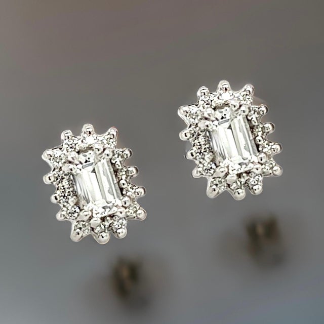 Natural Sapphire Diamond Stud Earrings 14k W Gold 0.94 TCW Certified For Sale - Image 9 of 16