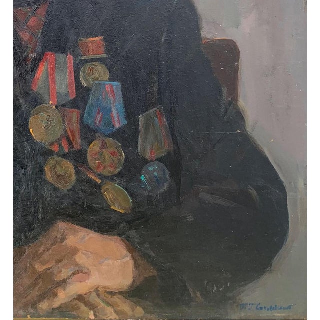Portrait Man Oil Painting Original Art Ukrainian Artist Sokolovsky G.G., 1983 For Sale - Image 6 of 6