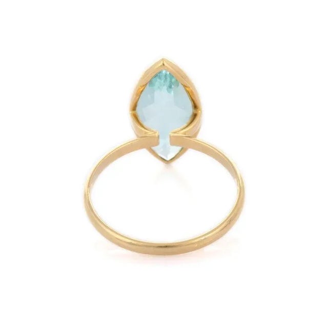 4.38ct Marquise Cut Vivid Aquamarine Solitaire Birthstone Ring Size 7 by VRJewels For Sale - Image 10 of 16