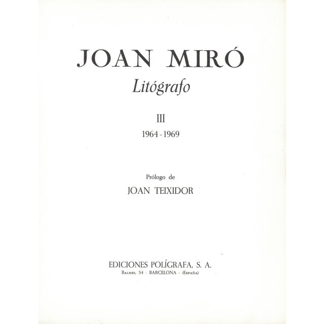 Original lithograph cover by Joan Miró for "Joan Miró Litógrafo III", published by Polígrafa in 1978 (Barcelona) and...