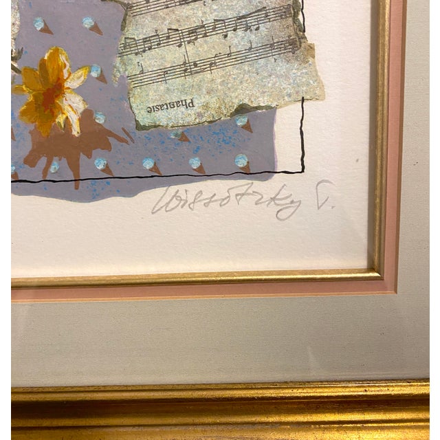 Late 20th Century Alexander & Wissotzky Art Print Serigraph Floral Roses Music French Gold Frame Signed Art For Sale - Image 9 of 12
