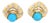 Mid 20th Century Pair of Antonini Diamond Turquoise 18k Yellow Gold Heart Post Clip Huggie Earrings For Sale