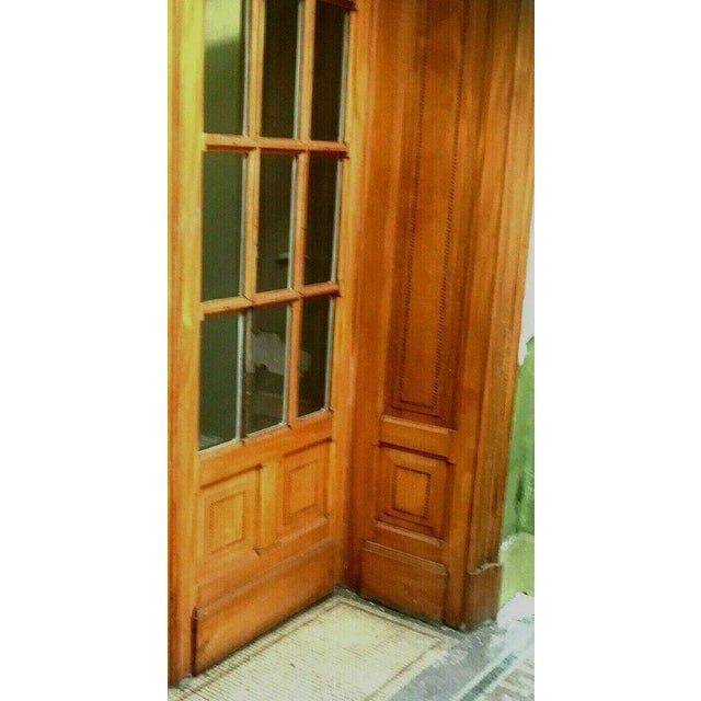 4-Leaf Partition Door with Transom in Wood and Beveled Glass, Set of 8 For Sale - Image 6 of 9