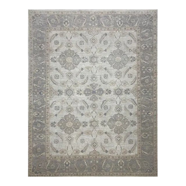 Handwoven Oushak Style Area Rug 9’1″ X 11’7″ For Sale