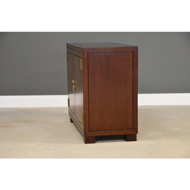 1970s Solid Mahogany and Brass Chest Credenza For Sale - Image 4 of 10