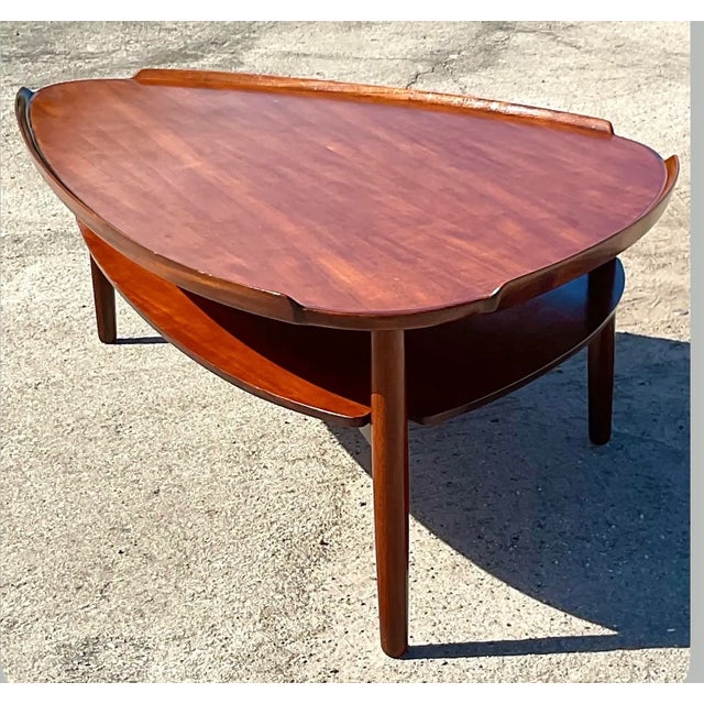 Yngve Ekström Vintage MCM Swedish Yngve Ekstrom Teak Surfboard Coffee Table For Sale - Image 4 of 12