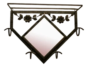 French Iron and Toleware Hat and Coat Rack with Mirror, 1950s