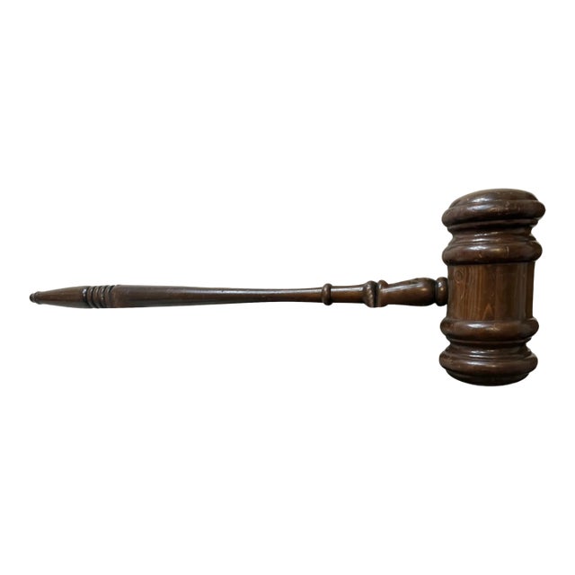 Huge Vintage Handmade Carved Turned Wooden Solid Wood Judge Auction Gavel Large For Sale