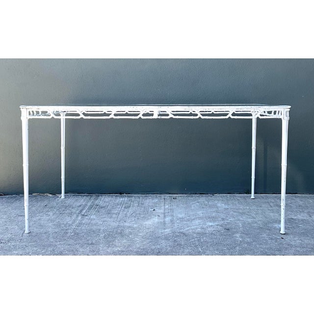 Vintage Brown Jordan “Calcutta” Metal Patio Dining Table With Glass Top For Sale - Image 11 of 12