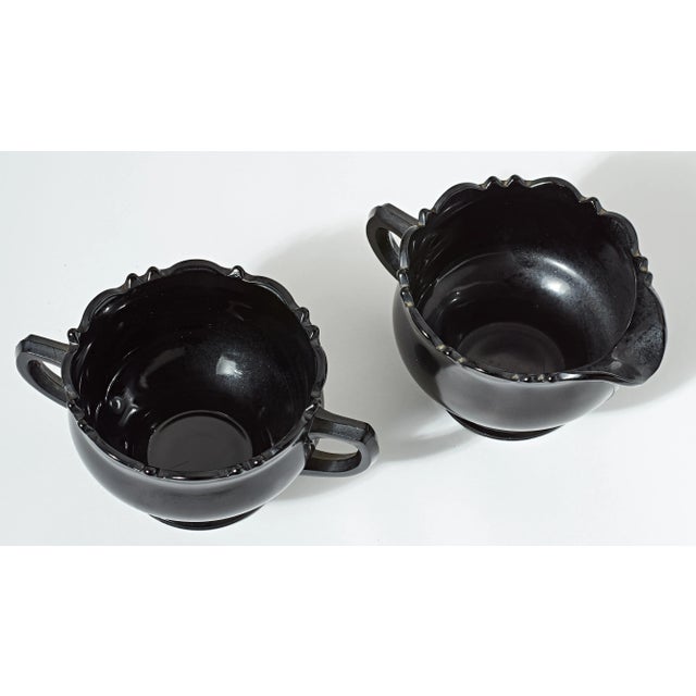 Early 20th Century Early 20th Century Black Glass Cream and Sugar Set For Sale - Image 5 of 5