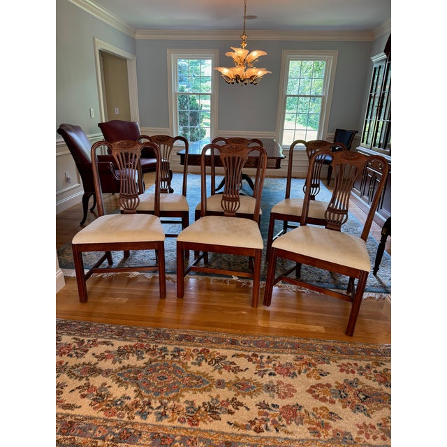 Wood Pennsylvania House Double Pedestal Dining Table With 6 Chairs - Set of 7 For Sale - Image 7 of 10