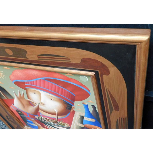 Impressionist Anton Arkhipov "Bon Appetit" Hand Signed Artist's Custom Framed Art Chef Food For Sale - Image 3 of 9