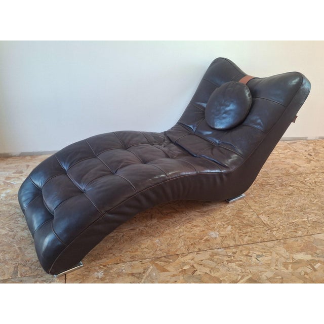 Contempo Leather Chaise Lounge by Artful Casa\.ontemporanea, Italy, 1970s For Sale - Image 6 of 12