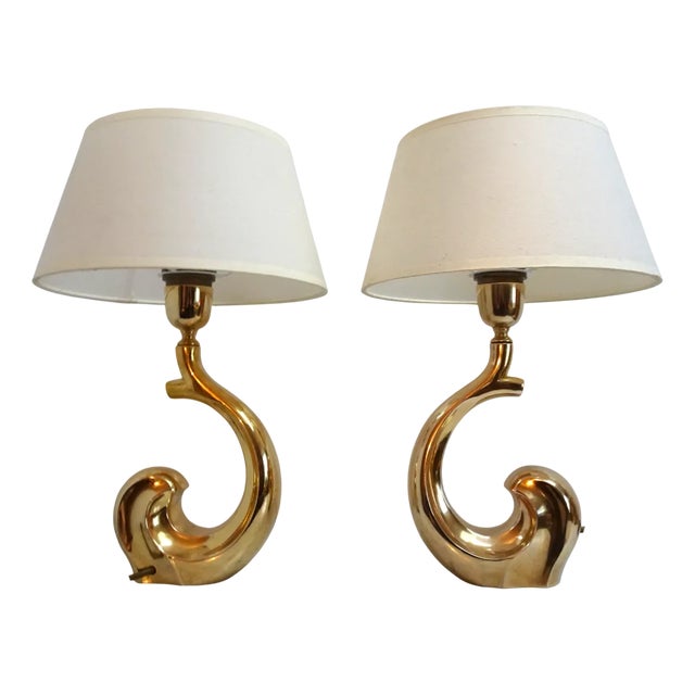 Brass Table Lamps attributed to Pierre Cardin, 1970s, Set of 2 For Sale