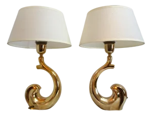 Brass Table Lamps attributed to Pierre Cardin, 1970s, Set of 2