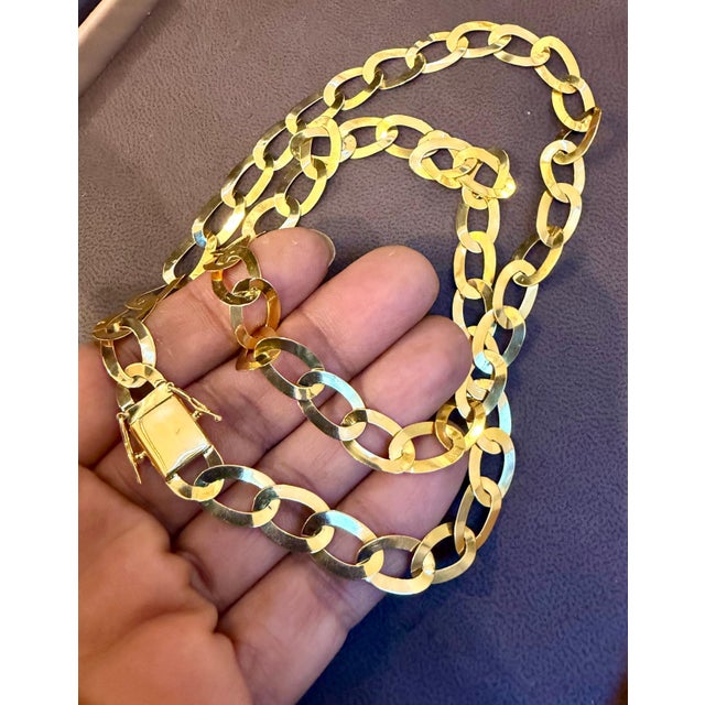 Vintage 18 Karat Yellow Gold 19.7 Gm Miami Cuban Link Like Chain Unisex, 22" For Sale - Image 4 of 18