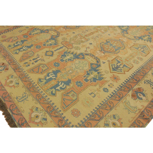 1980s Tribal Soumakh Lt. Tan/Orange Wool Rug - 10'5 X 12'3 For Sale In New York - Image 6 of 12