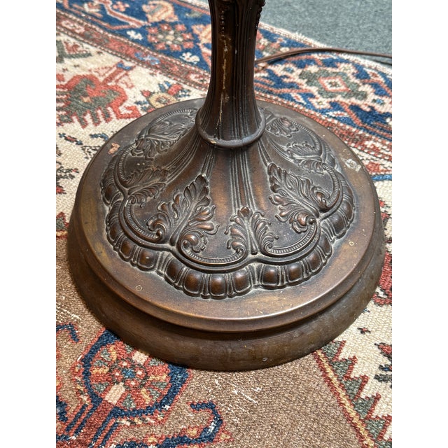 Late 20th Century Victorian Ef & Ef Industries Paneled Glass Shade Floor Lamp For Sale - Image 4 of 14