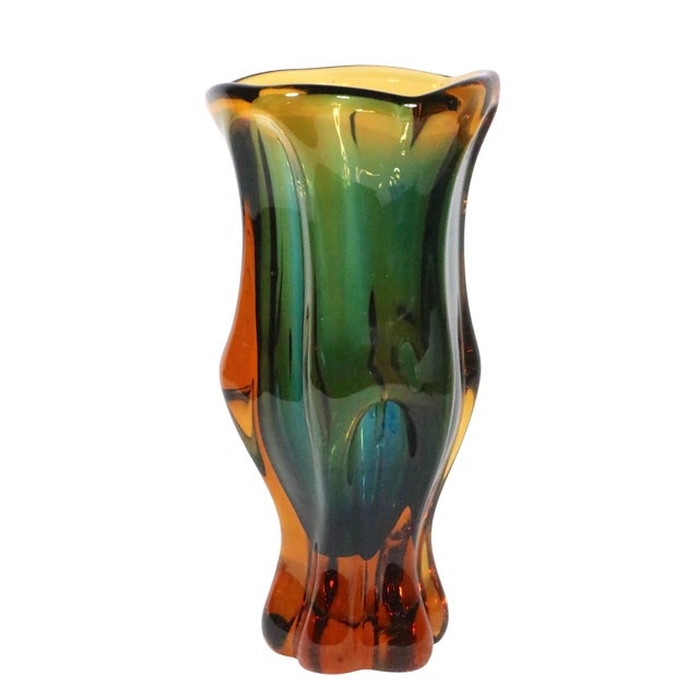 Glass Mid Century Bohemian Art Glass Vase by Josek Hospodka for Chribska C. 1960's For Sale - Image 7 of 12