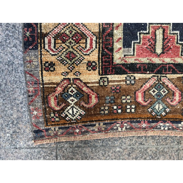 1960s 1960s Vintage Tribal Handmade Floral Wool Rug- 4′2″ × 8′5″ For Sale - Image 5 of 11