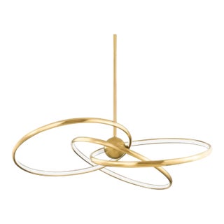 Vintage Warm Led Orbital Chandelier — Reproduction of Corbett Alula 341-42-Vb, Brass, 42" For Sale