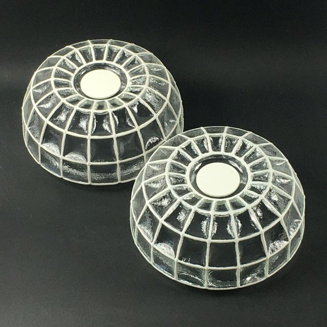 White Mid-Century Modern Glass Flush Mounts from Limburg, Germany, 1970s, Set of 2 For Sale - Image 8 of 11