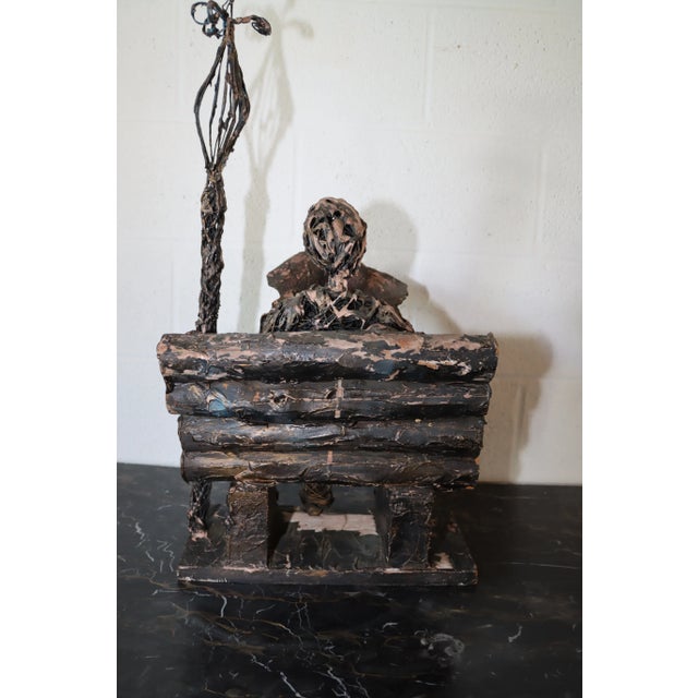 Mid-Century Modern Mid 20th Century Art Sculpture of a Man on Park Bench For Sale - Image 3 of 8
