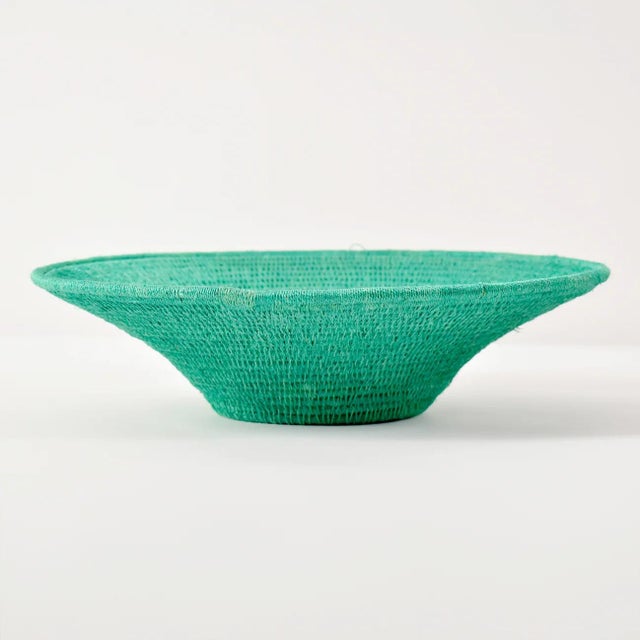 Early 20th Century Early 20th Century Sisal Handwoven Teal Basket Eswatini 12inch For Sale - Image 5 of 7