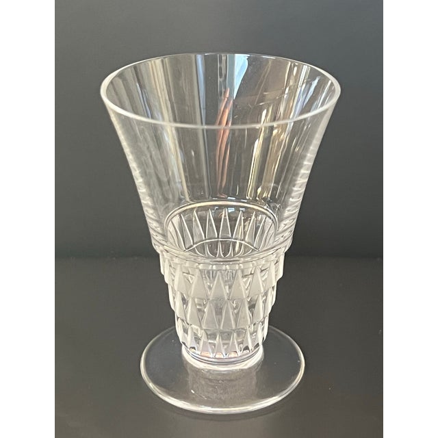 Art Deco 1980s Lalique France Crystal Bourgeil Art Deco Aperitif Glass & Butter Pat For Sale - Image 3 of 7
