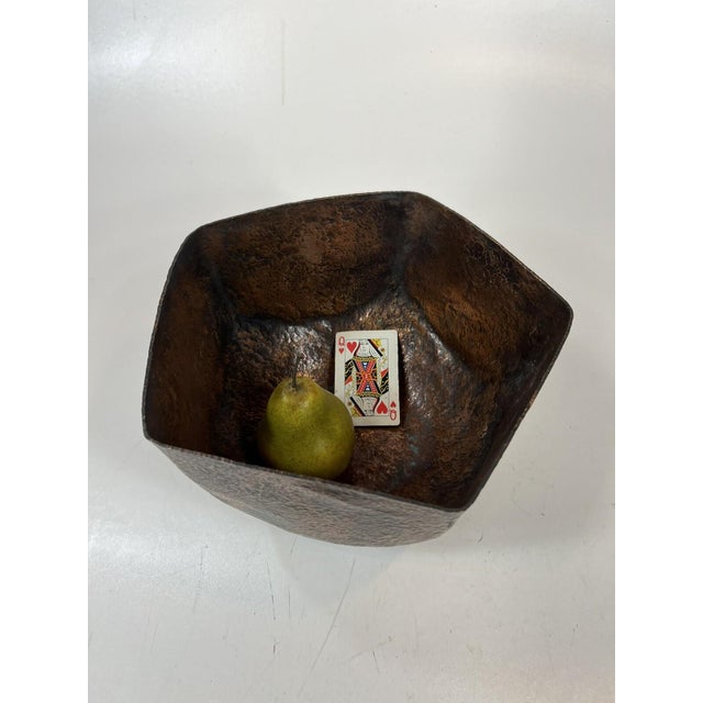 Mid 19th Century Arts & Crafts Hand Hammered Raised Copper Bowl Large Art Deco MCM Brutalist For Sale - Image 16 of 18