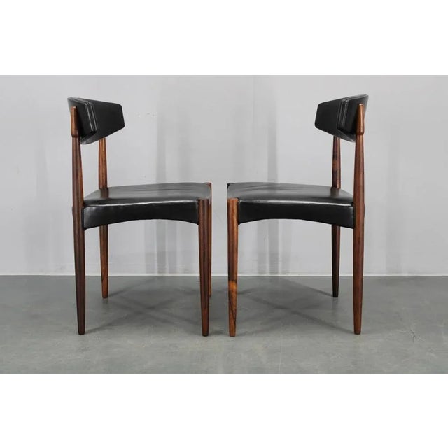 Wood and Black Leatherette Dining Chairs, Denmark, 1960s, Set of 6 For Sale - Image 11 of 18