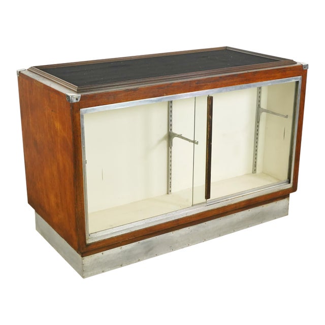 Vintage European Glass Front Store Display Storage Case Counter For Sale