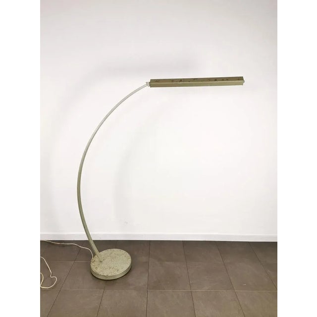 Mid-Century Modern Vintage Italian Gray Enameled Metal Ground Lamp Years, 1960s For Sale - Image 3 of 13