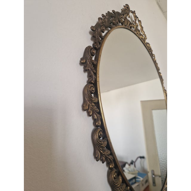 Baroque Oval Bronze Wall Mirror, 1960s For Sale - Image 12 of 17