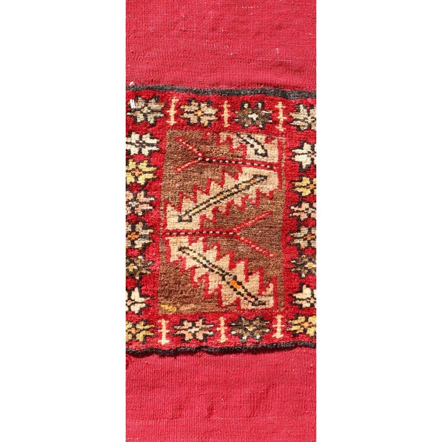 1920s Pair of Antique Turkish Sampler Rugs With Coral, Yellow and Brown Colors For Sale - Image 5 of 12