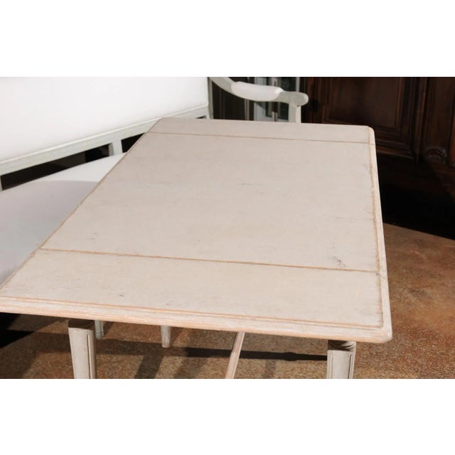 Swedish Neoclassical Style 1910s Painted Wood Drop-Leaf Table with Carved Décor For Sale - Image 11 of 12