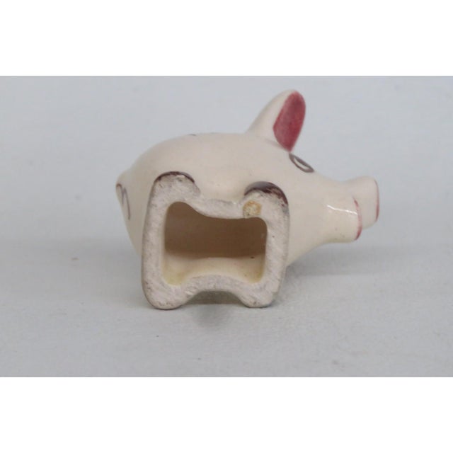 Ceramic Miniature Ceramic Pig Figurine Hand Painted Mid Century Folk Art Style 4976b For Sale - Image 7 of 9