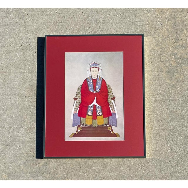 Brick Red Chinese Ancestral Portrait Framed Print For Sale - Image 8 of 8